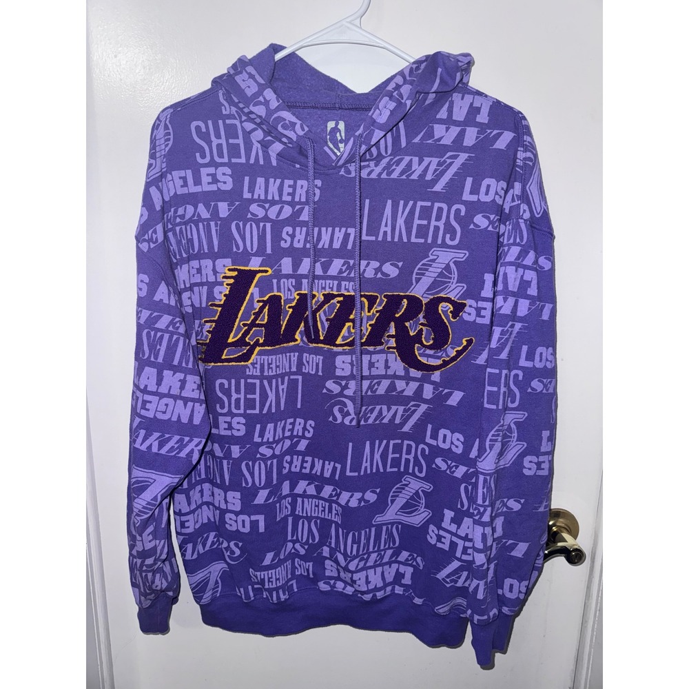 NBA Los Angeles Lakers All Over Print Purple Hoodie Sweatshirt Mens Large L